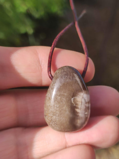 Versteinertes Holz - Edelstein Kette braun Natur Heilstein Kristall Anhänger Mann Frau Kind Er Sie Bruder Schwester Geschenk Qualität