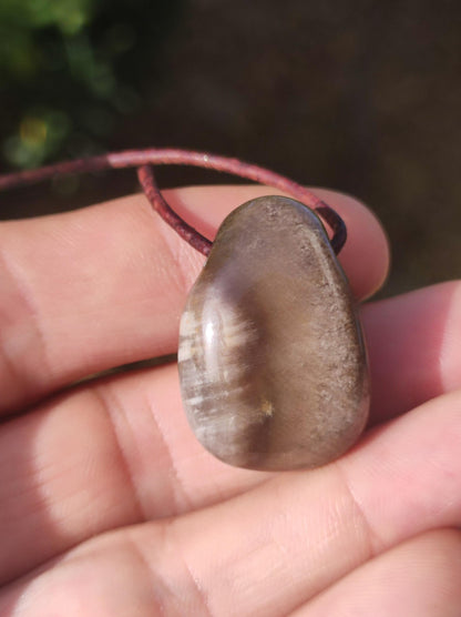 Versteinertes Holz - Edelstein Kette braun Natur Heilstein Kristall Anhänger Mann Frau Kind Er Sie Bruder Schwester Geschenk Qualität