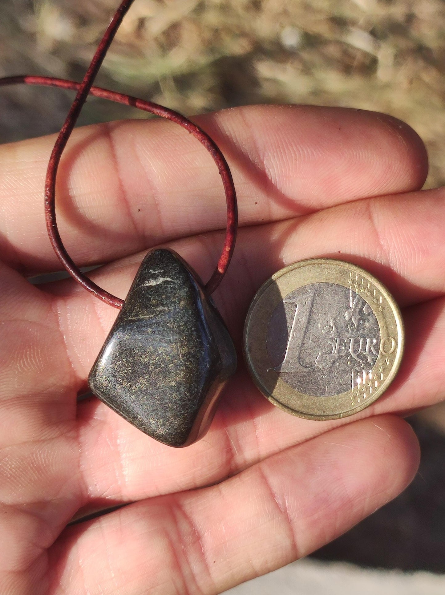 Midnight Lemurian Jade Black Schwarze Jade ~ Edelstein Kette ~HIPPIE ~GOA ~Boho ~Tibet ~Ethno ~Nature ~Donut ~Schutzsymbol ~Heilstein