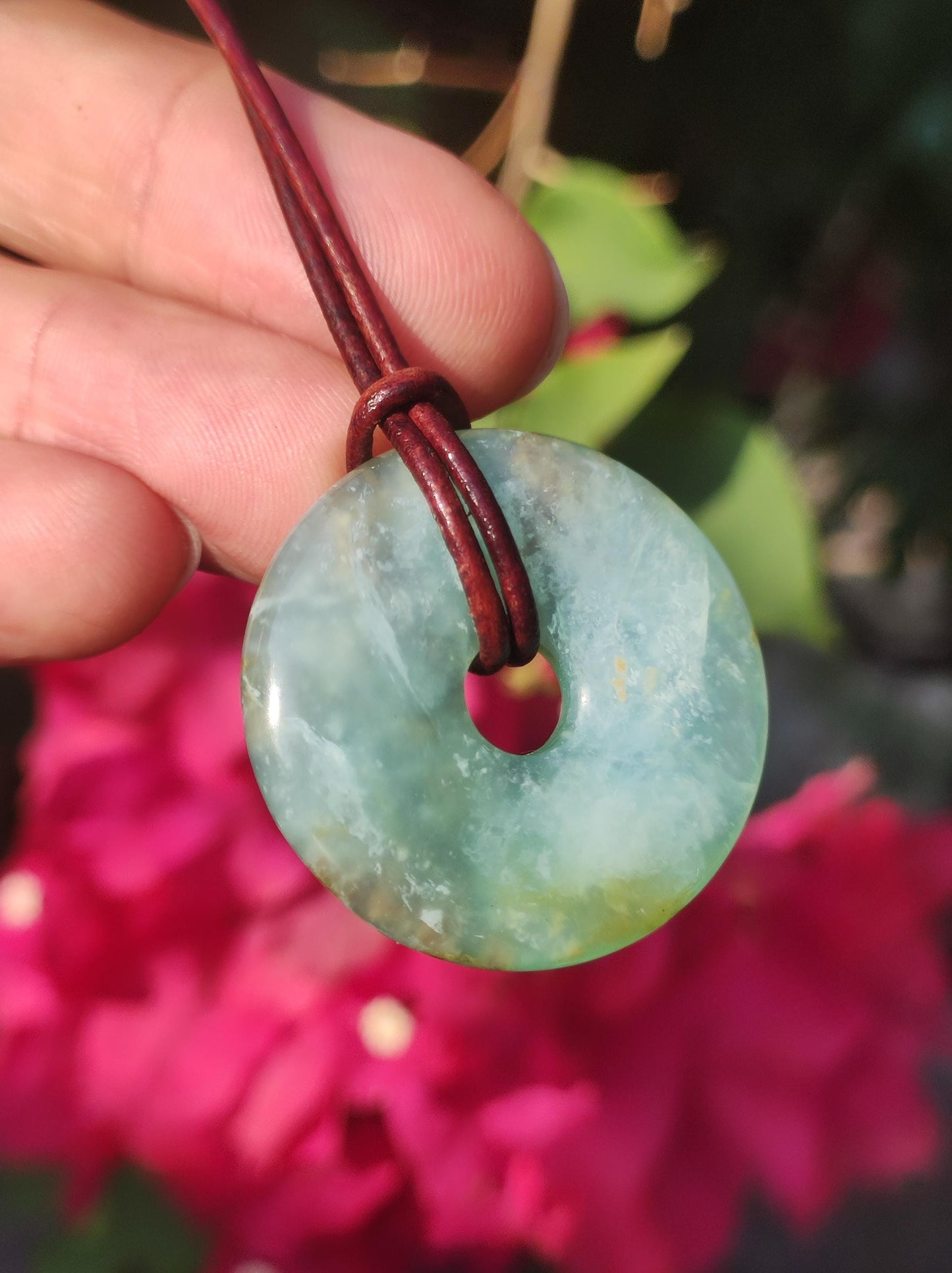 Opal Andenopal blau ~ Edelstein Kette HIPPIE GOA Boho Ethno Nature Donut Schutzsymbol Heilstein Chakra Sammler Mineral Rarität Mann Frau