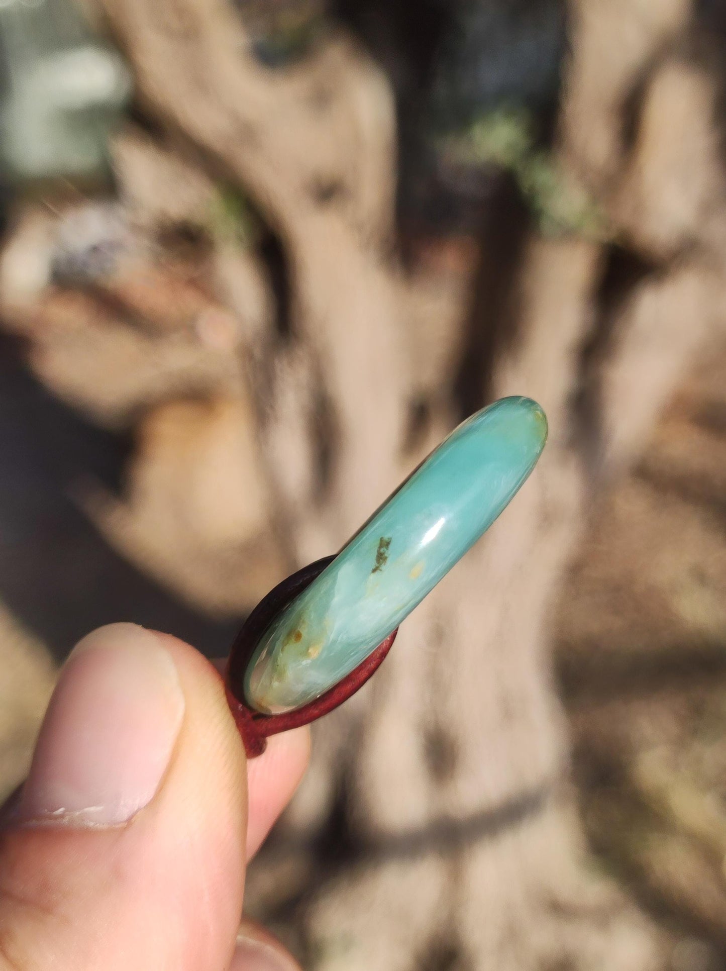 Opal Andenopal blau ~ Edelstein Kette HIPPIE GOA Boho Ethno Nature Donut Schutzsymbol Heilstein Chakra Sammler Mineral Rarität Mann Frau