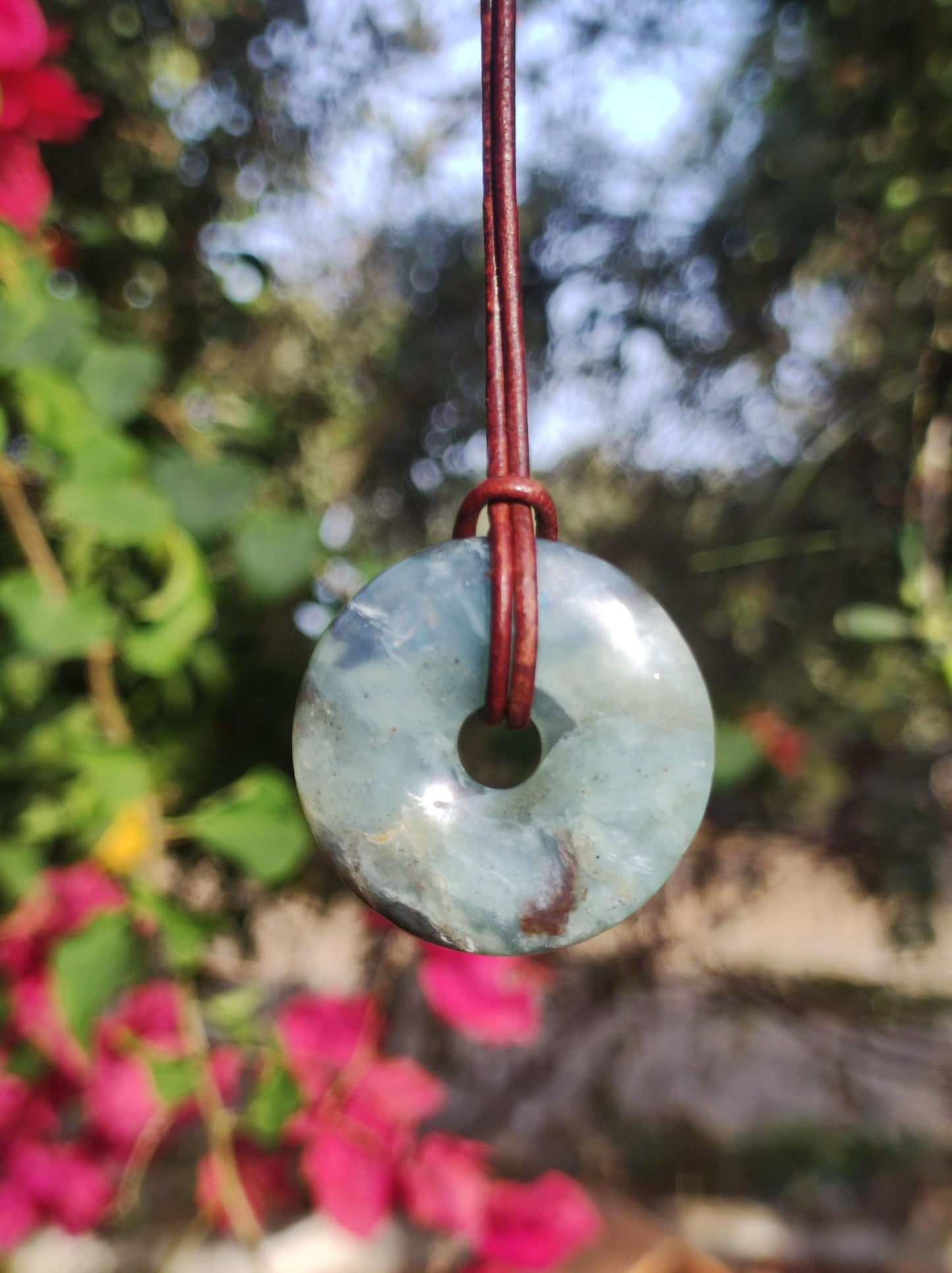 Opal Andenopal schwarz blau ~ Edelstein Kette Boho Ethno Nature Donut Schutzsymbol Heilstein Matrix Sammler Mineral Rarität Mann Frau