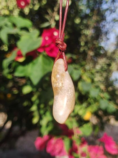 Citrin ~ Edelstein Kette gelb HIPPIE GOA Boho Ethno Natur Heilstein Rarität Kristalle Schmuck Anhänger Natur Stein Geschenk Sonne leuchtend