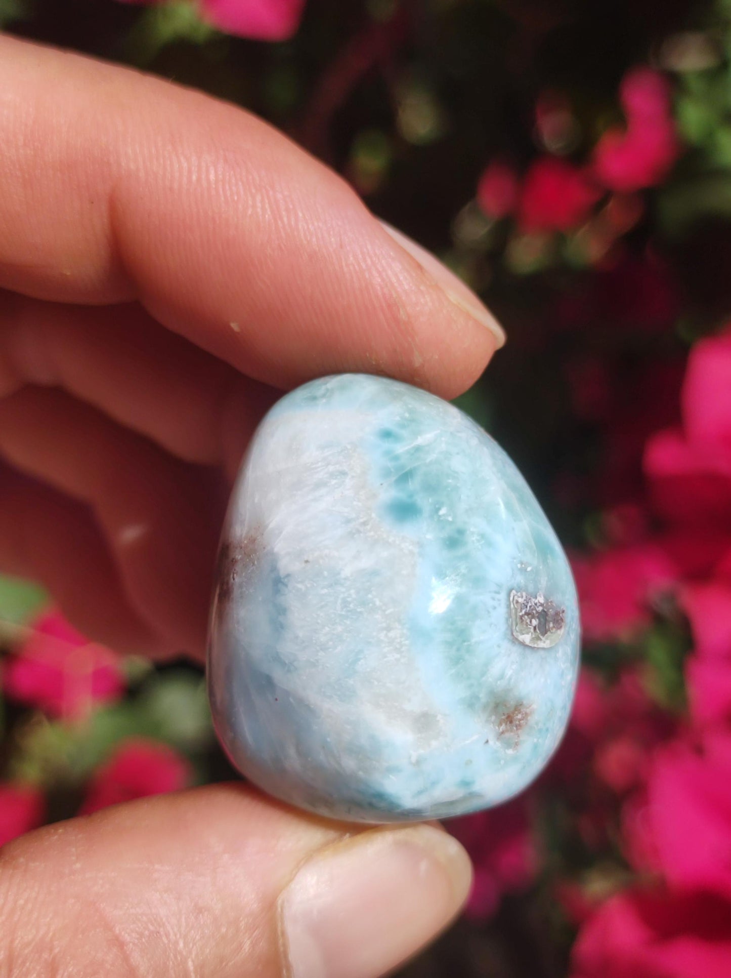 Larimar A - ungebohrt - Handschmeichler Dekostein blau Natur Kristall HIPPIE GOA Boho Ethno Nature Heilstein Sammler Mineral Geschenk Meer