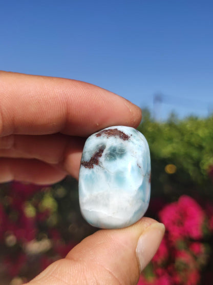 Larimar A - ungebohrt - Handschmeichler Dekostein blau Natur Kristall HIPPIE GOA Boho Ethno Nature Heilstein Sammler Mineral Geschenk Meer