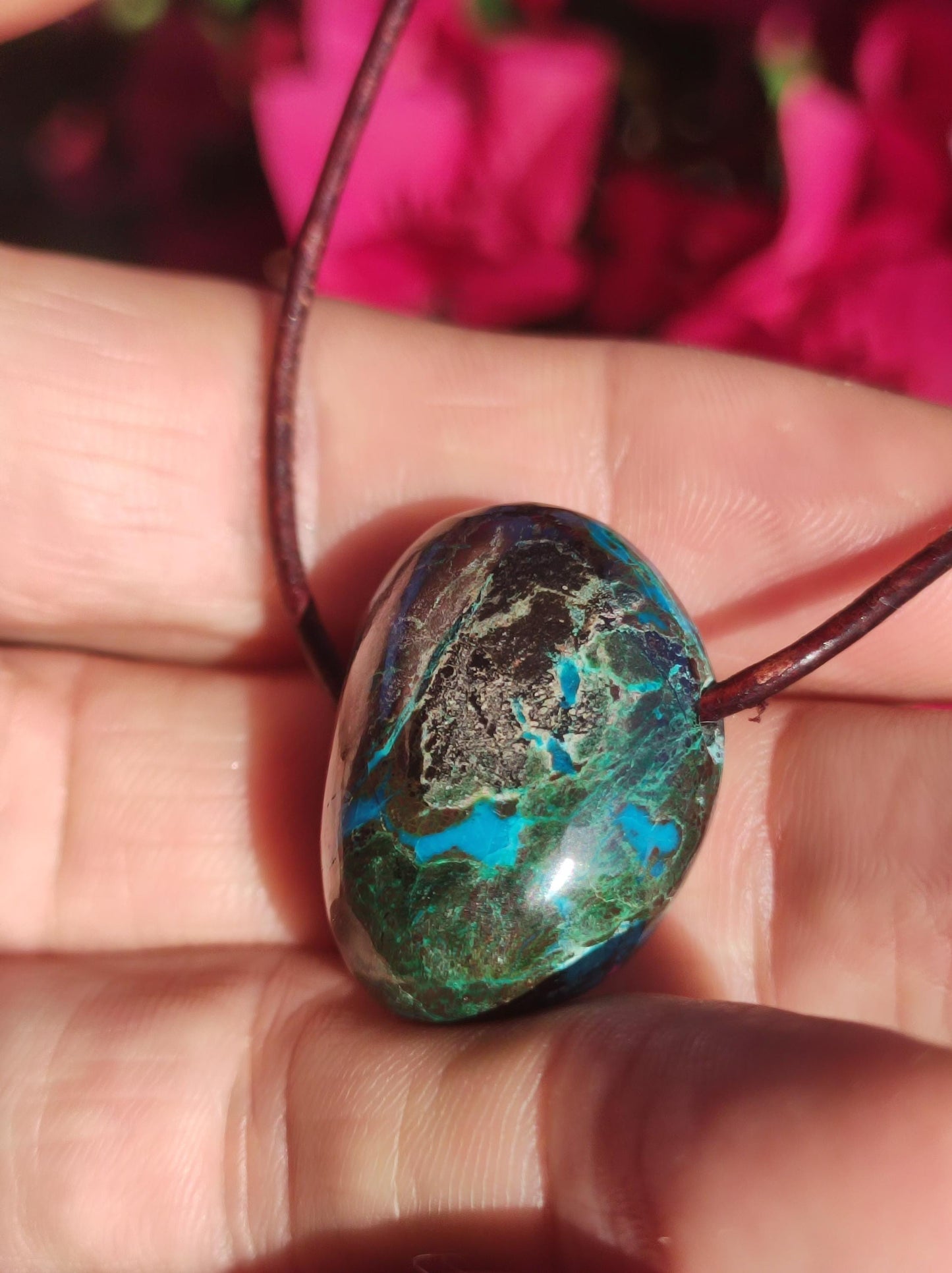 Chrysocoll Chrysokoll Chrysocolla Edelstein Kette Heilstein Er Sie Mann Frau Glück HIPPIE GOA Boho Tibet Ethno Natur Rarität Geschenk Selten