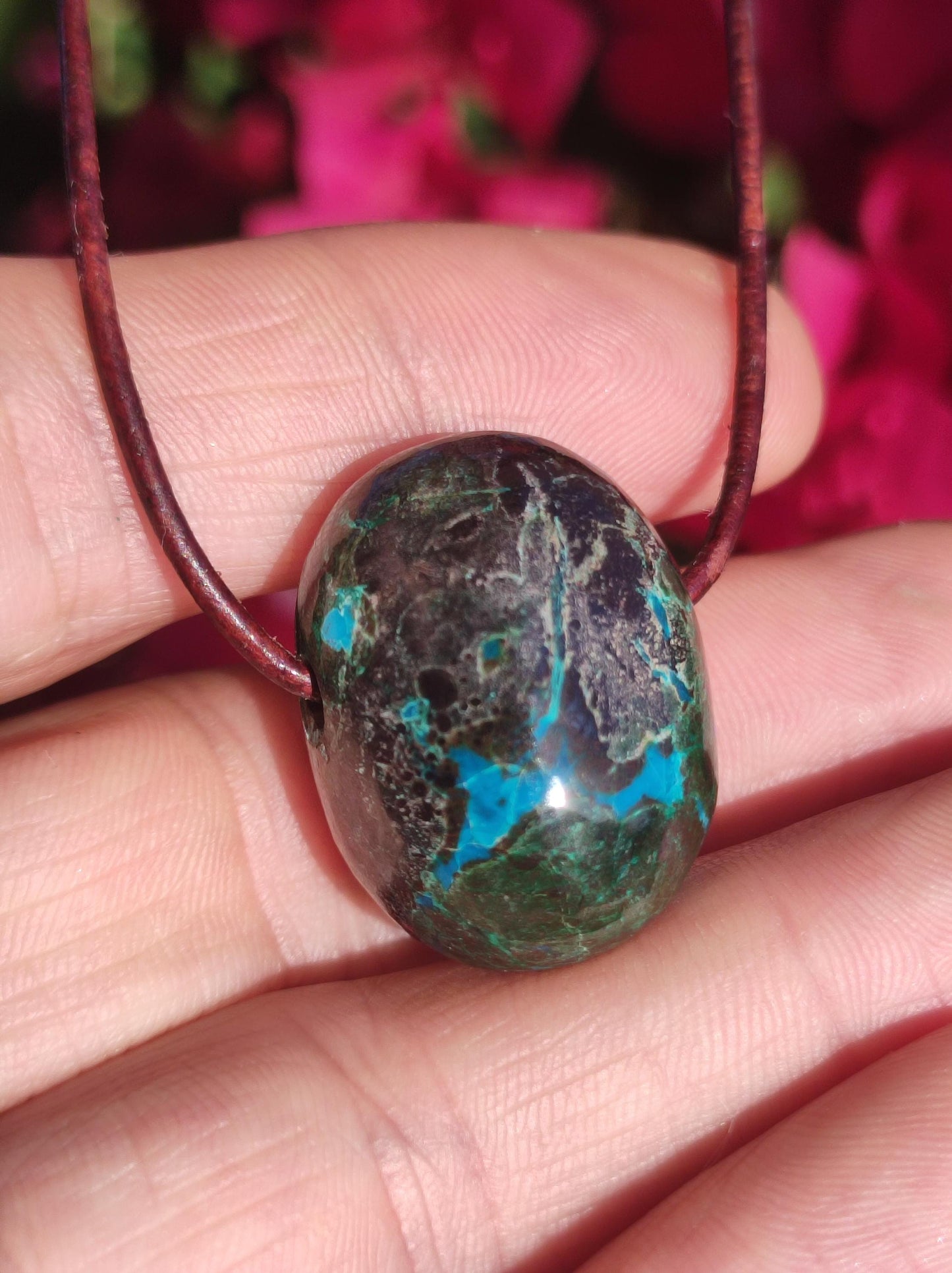 Chrysocoll Chrysokoll Chrysocolla Edelstein Kette Heilstein Er Sie Mann Frau Glück HIPPIE GOA Boho Tibet Ethno Natur Rarität Geschenk Selten