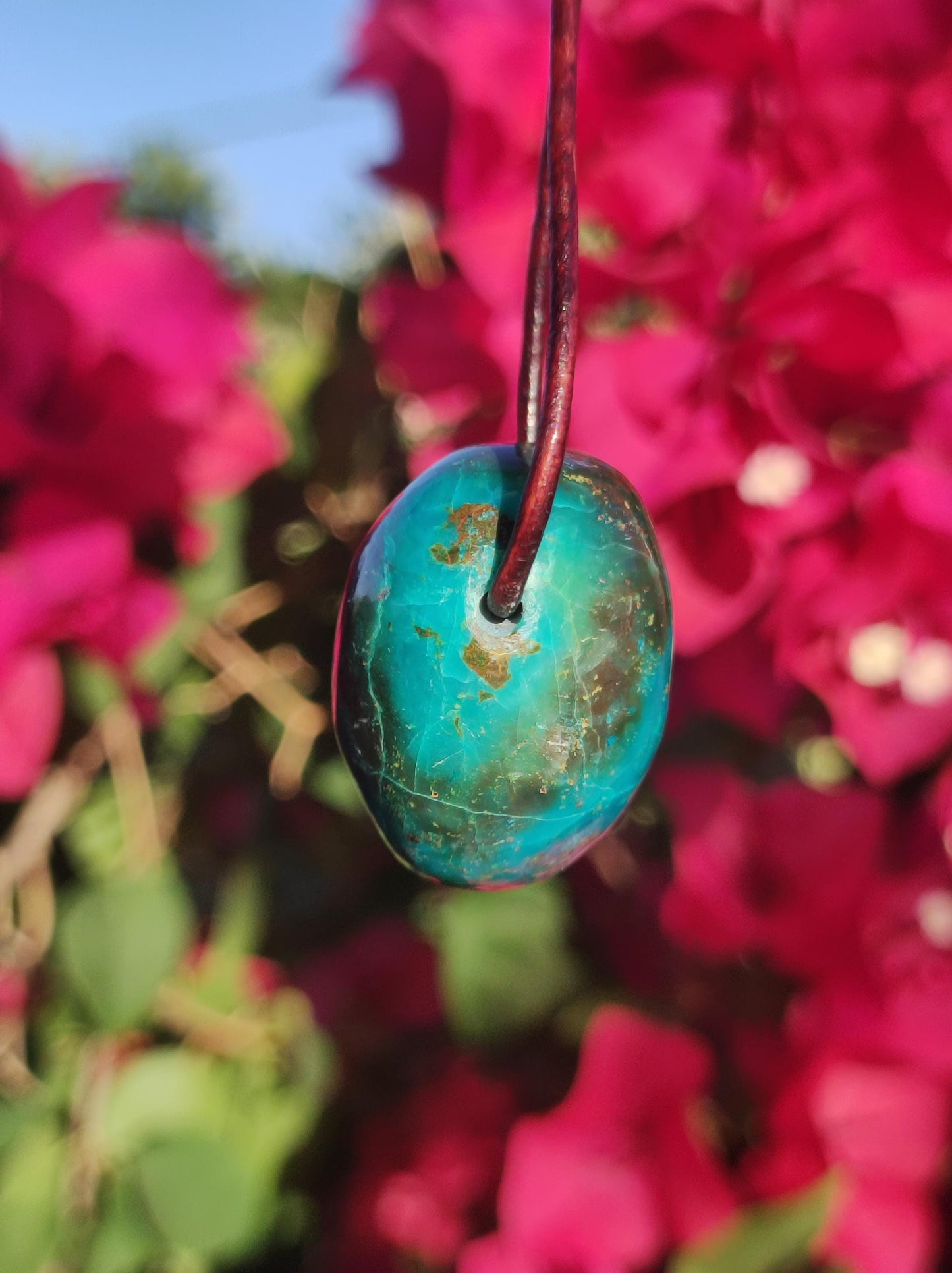 Chrysocoll Chrysokoll Chrysocolla Edelstein Kette Heilstein Er Sie Mann Frau Glück HIPPIE GOA Boho Tibet Ethno Natur Rarität Geschenk Selten