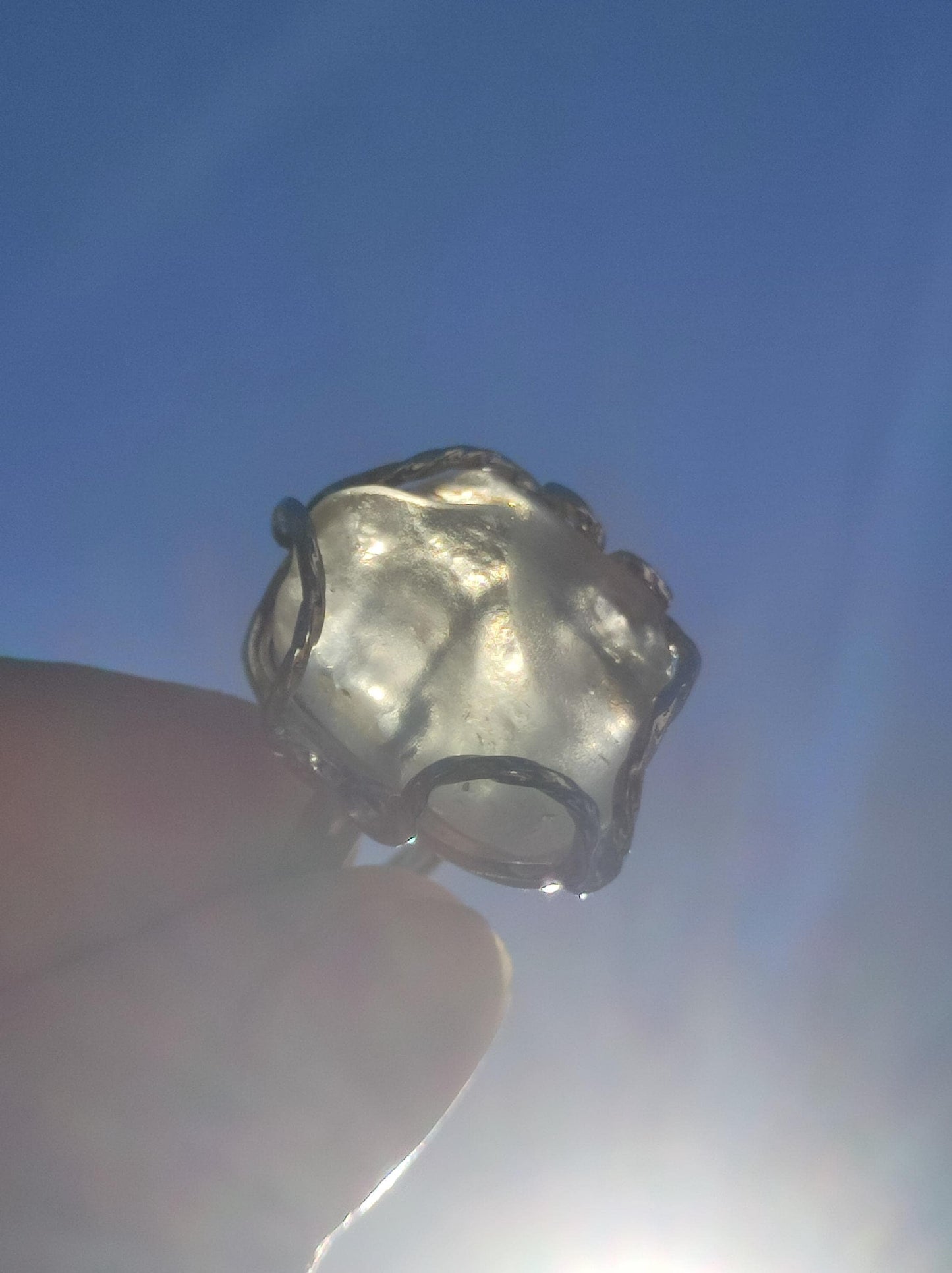 Verre du désert libyen Verre du désert libyen Bague météorite 925 Argent Taille réglable Pierre précieuse Pierre de guérison Énergie Puissance Rareté Cadeau Femme