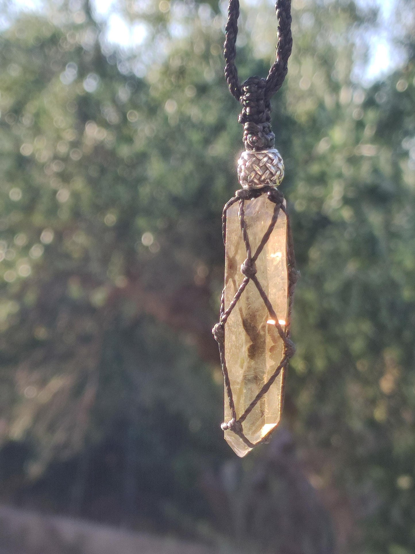 Dentelle de quartz fumé ~ Collier de pierres précieuses en macramé ~ HIPPIE ~ GOA ~ Boho ~ Ethno ~ Nature ~ Pierre de guérison