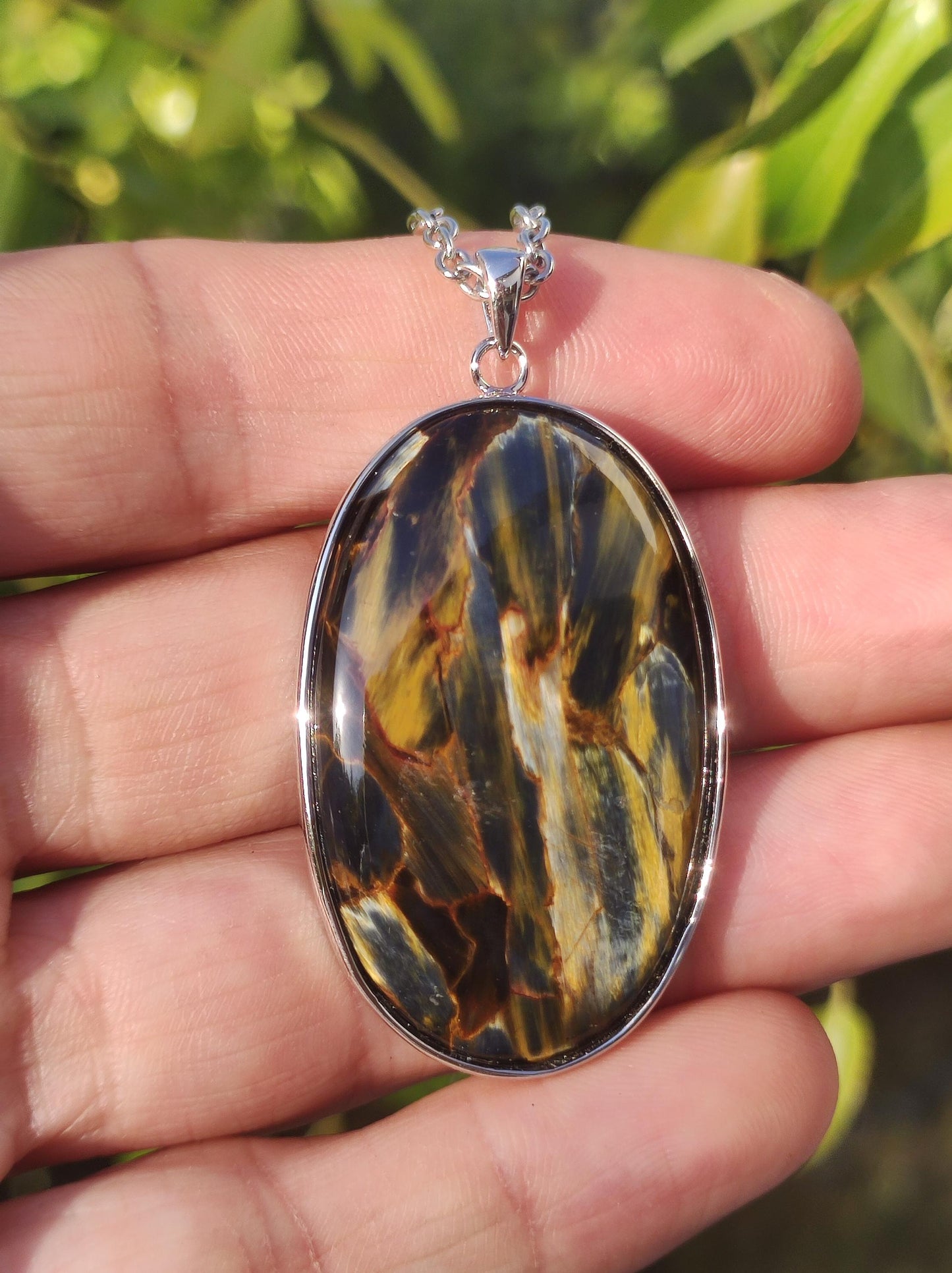 Pietersite gold - 925 Sterling Silber Edelstein Kette Natur Schutz Rarität Heilstein Kristall Mann Frau Er Sie Geschenk Schimmer Reflektion