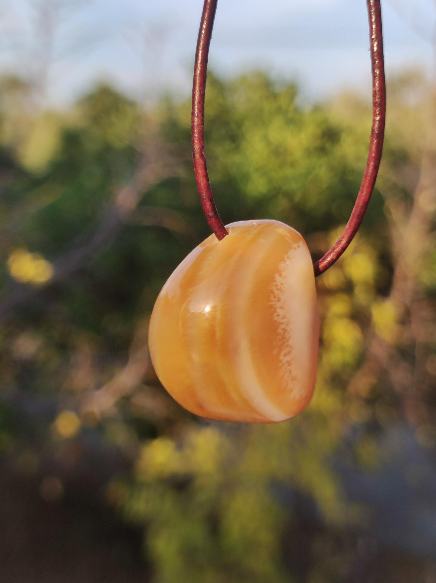 Bahia Achat - Edelstein Kette gelb Natur Heilstein Schutz Glück Mann Frau Kind Er Sie Freund Glück Boho Tibet Ethno Rarität Geschenk Unikat