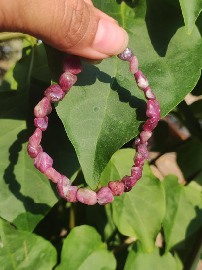 Turmalin pink rosa ~ Stretch Armband - Natur Rarität edel Heilstein Damen Schmuck Geschenk Frau Mutter Mann Unisex Er Sie