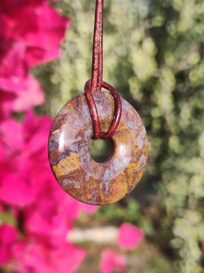 Pietersite rot braun gold Edelstein Donut Kette Rarität selten Schutzsymbol Heilstein Kristall HIPPIE Boho Ethno Mann Frau Geschenk Er Sie