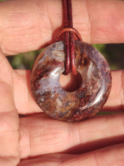 Pietersite rot gold Edelstein Donut Kette Rarität selten Schutzsymbol Heilstein Kristall HIPPIE Boho Ethno Mann Frau Geschenk Er Sie