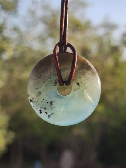 Opal Andenopal blau ~ Edelstein Kette HIPPIE GOA Boho Ethno Nature Donut Schutzsymbol Heilstein Chakra Sammler Mineral Rarität Mann Frau