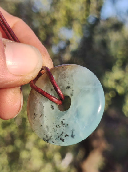 Opal Andenopal blau ~ Edelstein Kette HIPPIE GOA Boho Ethno Nature Donut Schutzsymbol Heilstein Chakra Sammler Mineral Rarität Mann Frau