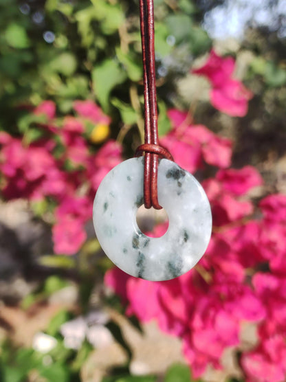 Burma Jade Donut *Rarität* ~ Edelstein Kette ~HIPPIE ~GOA ~Boho ~Tibet ~Ethno ~Nature ~Donut ~Schutzsymbol ~Heilstein