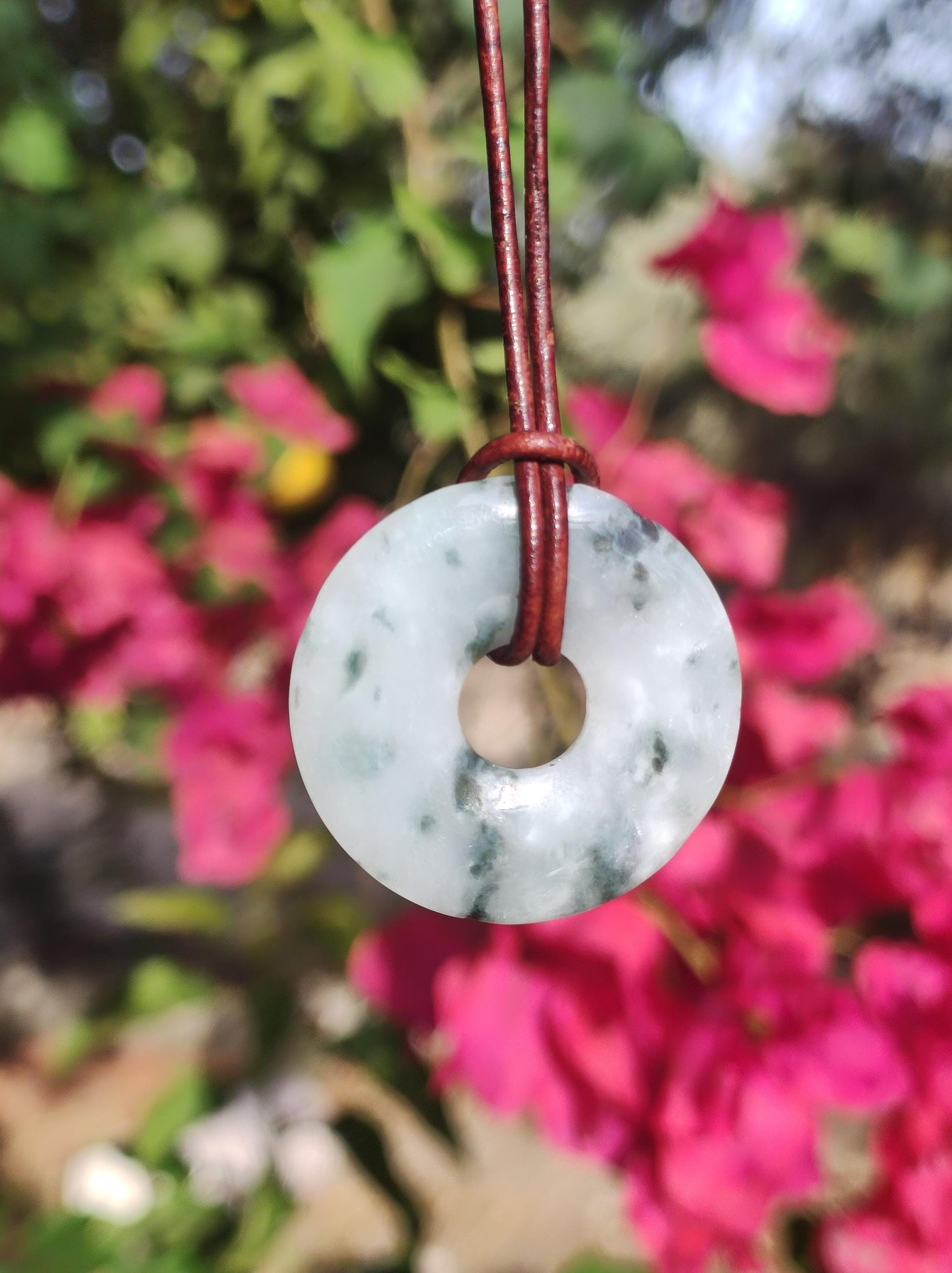 Burma Jade Donut *Rarität* ~ Edelstein Kette ~HIPPIE ~GOA ~Boho ~Tibet ~Ethno ~Nature ~Donut ~Schutzsymbol ~Heilstein