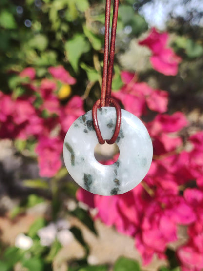 Burma Jade Donut *Rarität* ~ Edelstein Kette ~HIPPIE ~GOA ~Boho ~Tibet ~Ethno ~Nature ~Donut ~Schutzsymbol ~Heilstein