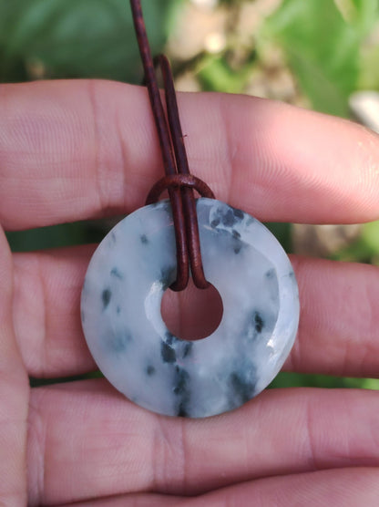 Burma Jade Donut *Rarität* ~ Edelstein Kette ~HIPPIE ~GOA ~Boho ~Tibet ~Ethno ~Nature ~Donut ~Schutzsymbol ~Heilstein