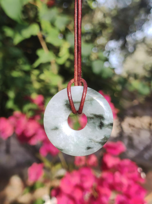 Burma Jade Donut *Rarität* ~ Edelstein Kette Mann Frau Natur Heilstein Kraft Energie Rarität Kristall Er Sie Anhänger Natur Geschenk grün