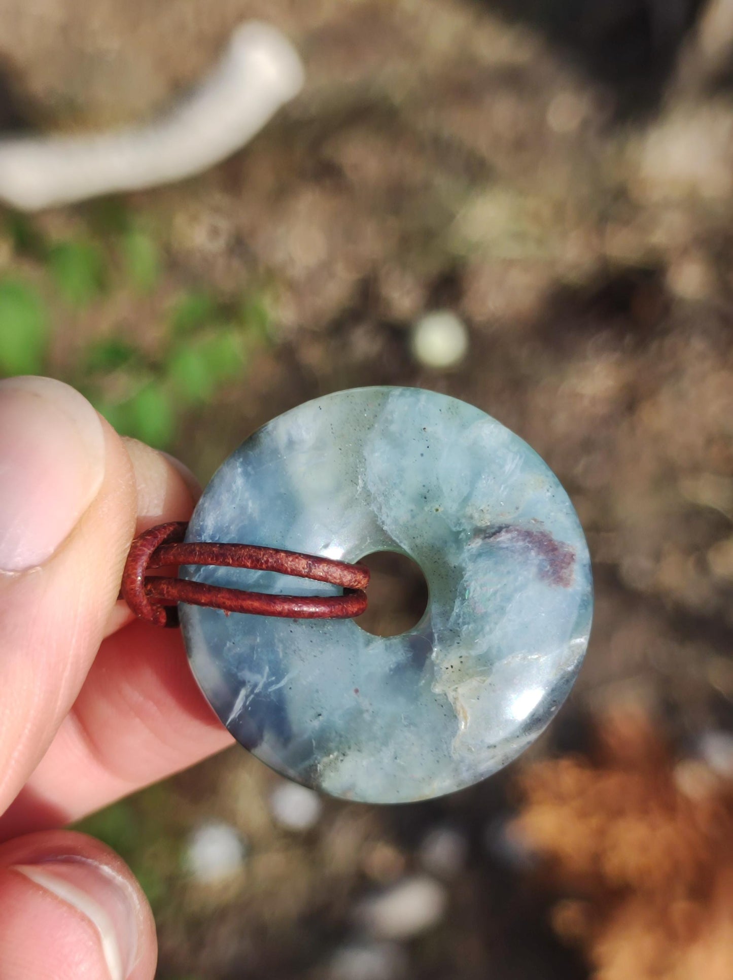 Opal Andenopal schwarz blau ~ Edelstein Kette Boho Ethno Nature Donut Schutzsymbol Heilstein Matrix Sammler Mineral Rarität Mann Frau