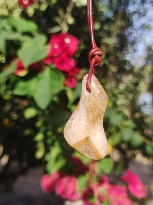 Citrin ~ Edelstein Kette gelb HIPPIE GOA Boho Ethno Natur Heilstein Rarität Kristalle Schmuck Anhänger Natur Stein Geschenk Sonne leuchtend