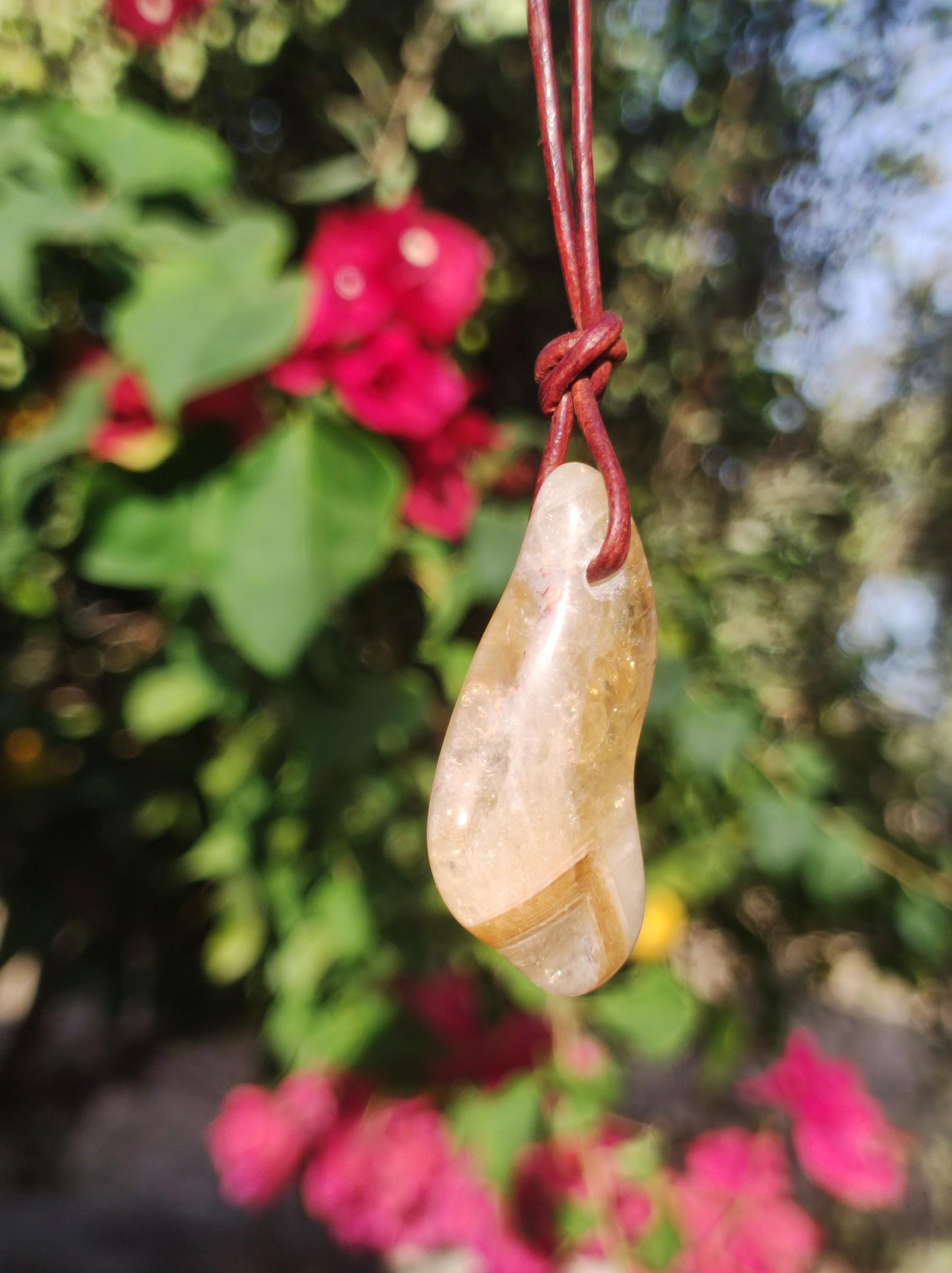 Citrin ~ Edelstein Kette gelb HIPPIE GOA Boho Ethno Natur Heilstein Rarität Kristalle Schmuck Anhänger Natur Stein Geschenk Sonne leuchtend