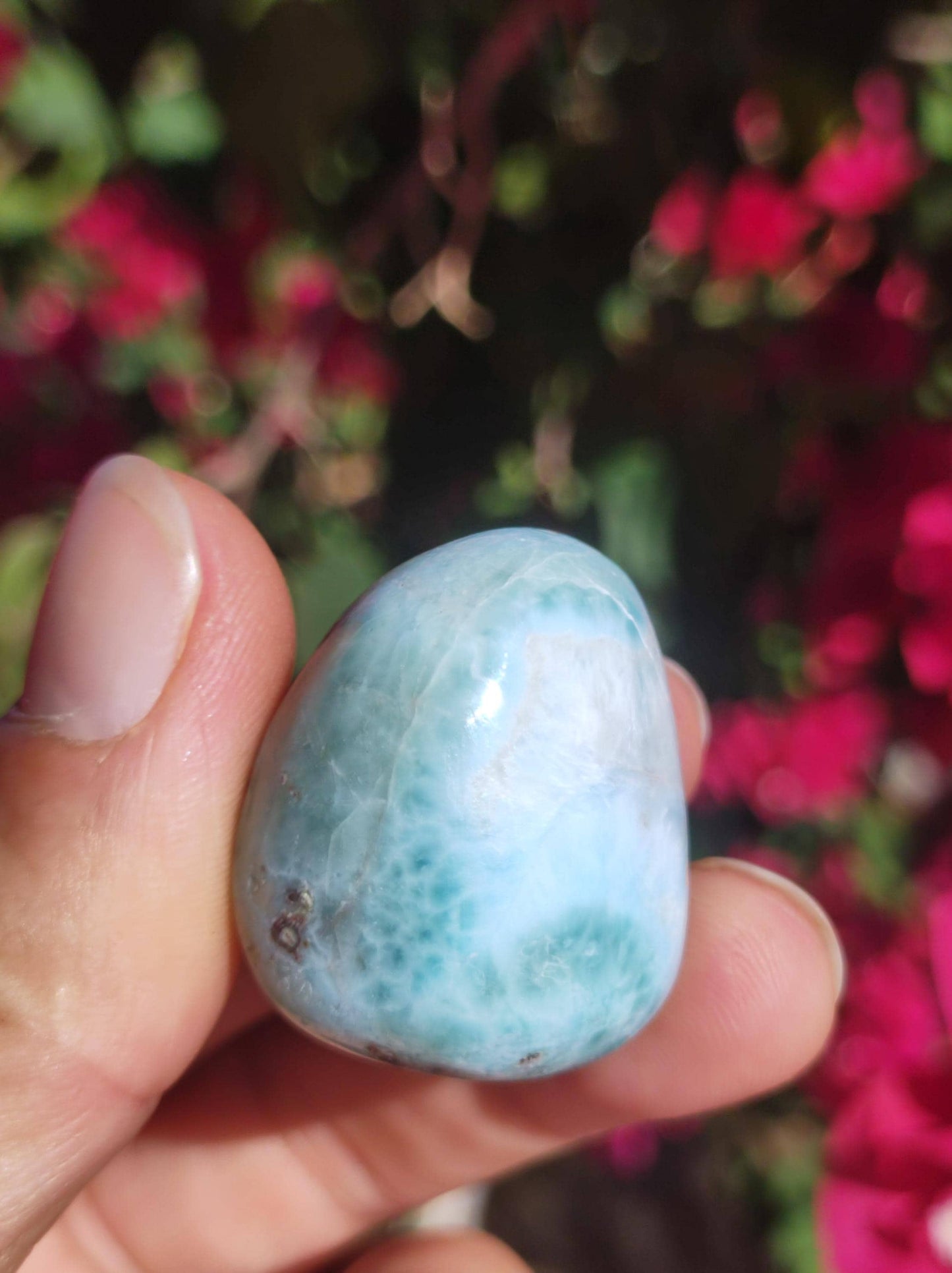 Larimar A - ungebohrt - Handschmeichler Dekostein blau Natur Kristall HIPPIE GOA Boho Ethno Nature Heilstein Sammler Mineral Geschenk Meer