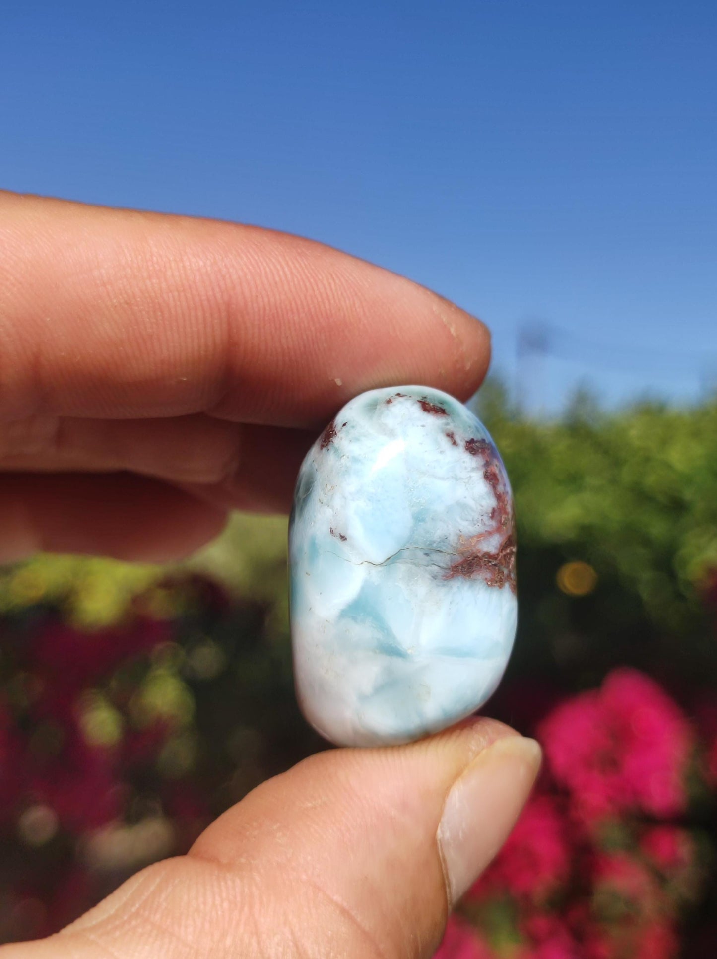 Larimar A - ungebohrt - Handschmeichler Dekostein blau Natur Kristall HIPPIE GOA Boho Ethno Nature Heilstein Sammler Mineral Geschenk Meer