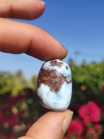 Larimar A - ungebohrt - Handschmeichler Dekostein blau Natur Kristall HIPPIE GOA Boho Ethno Nature Heilstein Sammler Mineral Geschenk Meer