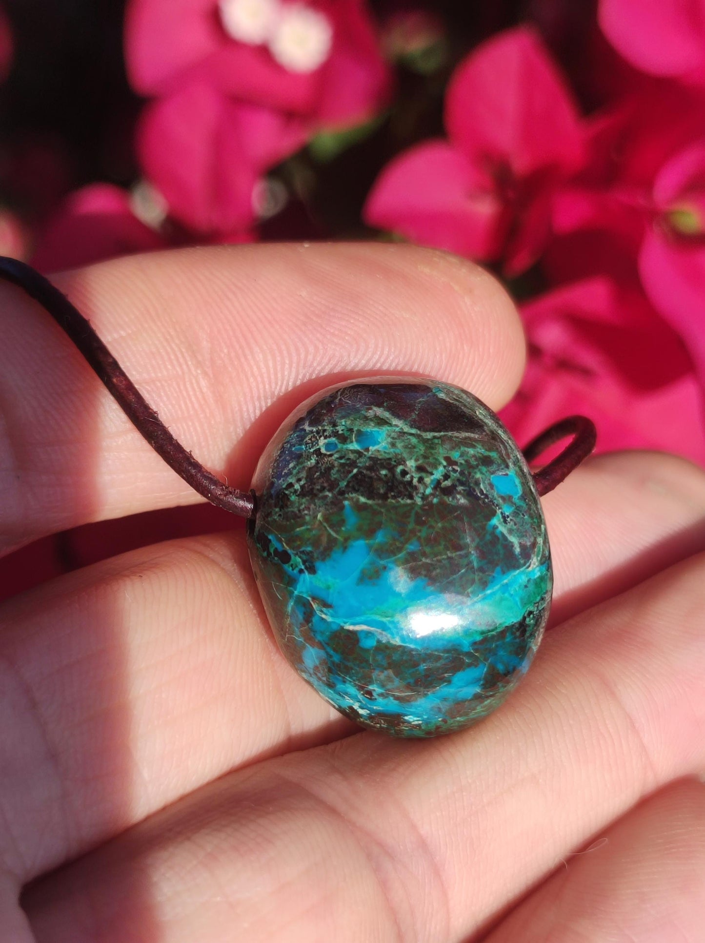 Chrysocoll Chrysokoll Chrysocolla Edelstein Kette Heilstein Er Sie Mann Frau Glück HIPPIE GOA Boho Tibet Ethno Natur Rarität Geschenk Selten