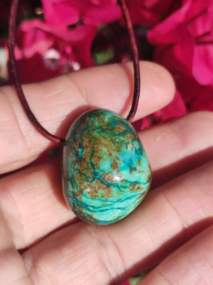 Chrysocoll Chrysokoll Chrysocolla Edelstein Kette Heilstein Er Sie Mann Frau Glück HIPPIE GOA Boho Tibet Ethno Natur Rarität Geschenk Selten