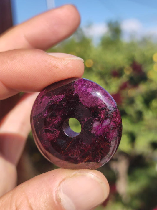 Sugilite protection donut gemstone crystal healing stone rarity rare collector sugilite purple pendant round gift man woman he her friend violet