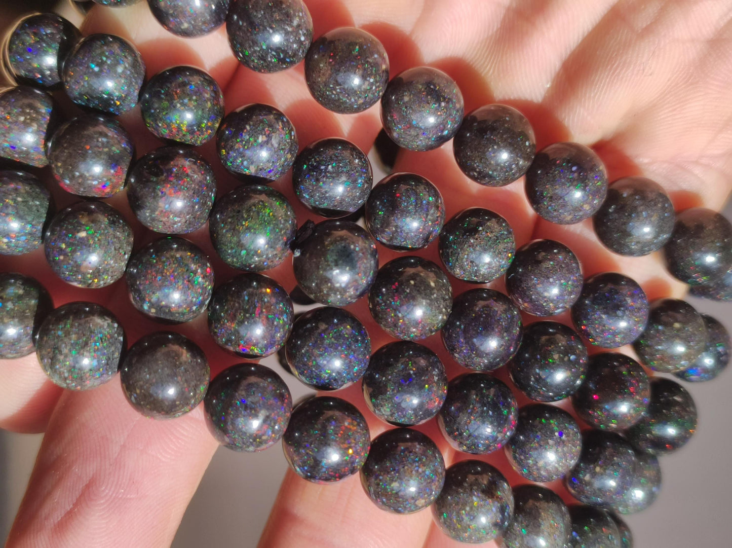 Bracelet extensible en opale noire *RARETÉ*, pierre précieuse, style hippie, bohème, ethnique, guérison, femme, homme, cadeau pour lui, elle, naturel, coloré, scintillant, véritable, rare