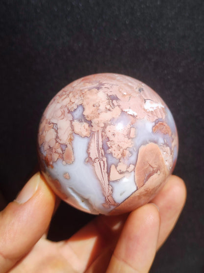 Druzy Geode Kirschblüten Achat - Edelstein Kugel Deko Kristall Sphere Meditation Heilstein Natur Geschenk Er Sie Mann Frau Selten Rarität