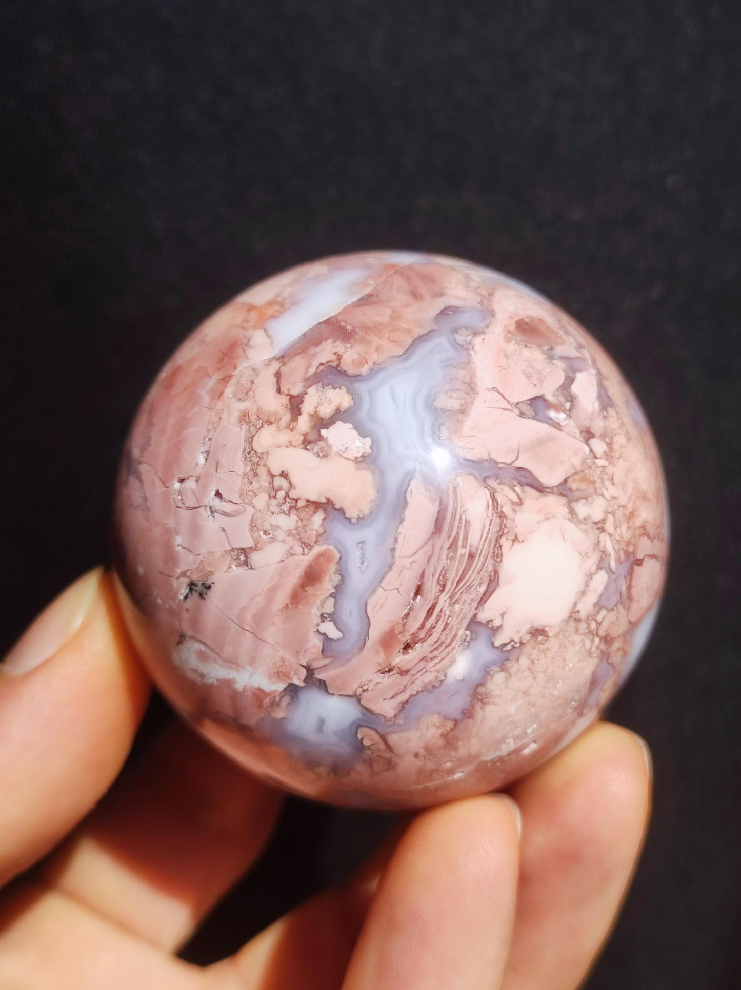 Druzy Geode Kirschblüten Achat - Edelstein Kugel Deko Kristall Sphere Meditation Heilstein Natur Geschenk Er Sie Mann Frau Selten Rarität