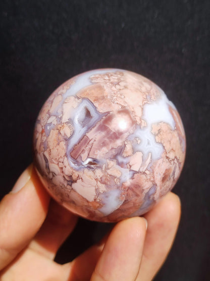 Druzy Geode Kirschblüten Achat - Edelstein Kugel Deko Kristall Sphere Meditation Heilstein Natur Geschenk Er Sie Mann Frau Selten Rarität