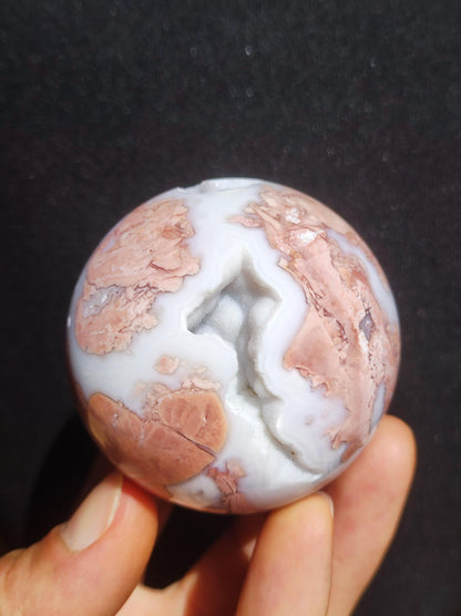 Druzy Geode Kirschblüten Achat - Edelstein Kugel Deko Kristall Sphere Meditation Heilstein Natur Geschenk Er Sie Mann Frau Selten Rarität