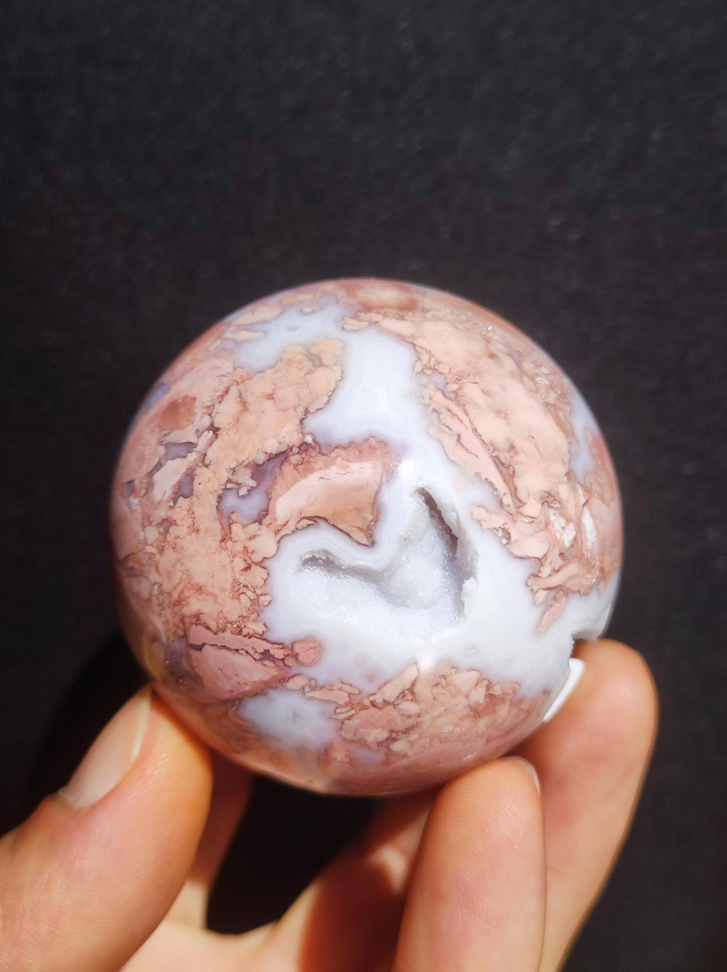Druzy Geode Kirschblüten Achat - Edelstein Kugel Deko Kristall Sphere Meditation Heilstein Natur Geschenk Er Sie Mann Frau Selten Rarität