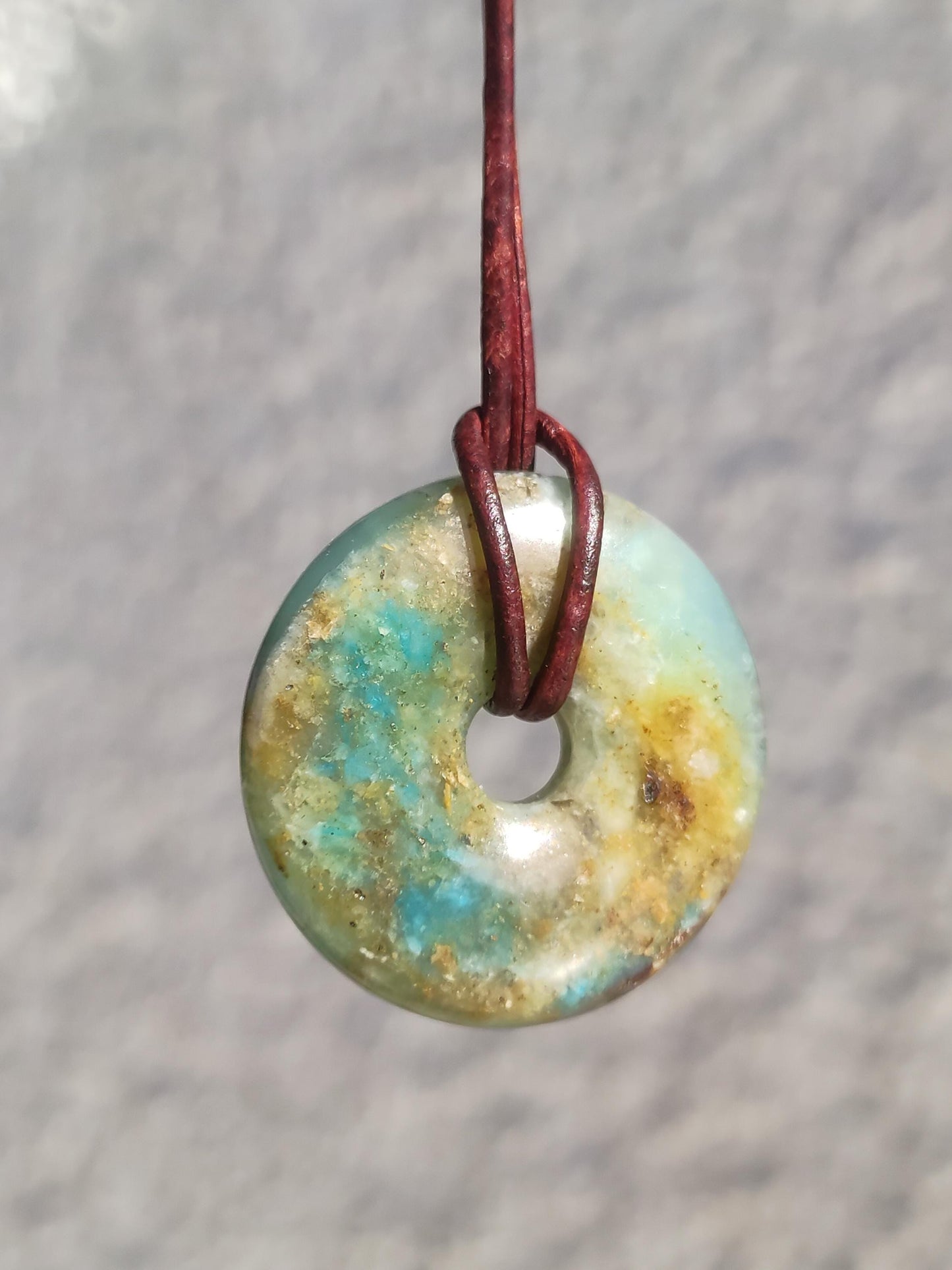Opal Andean Opal Blue ~ Gemstone Necklace HIPPIE GOA Boho Ethno Nature Donut Protection Symbol Healing Stone Matrix Collector Mineral Rarity Man Woman