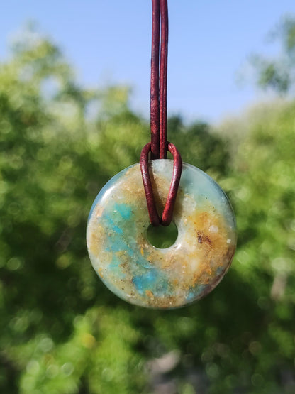 Opal Andean Opal Blue ~ Gemstone Necklace HIPPIE GOA Boho Ethno Nature Donut Protection Symbol Healing Stone Matrix Collector Mineral Rarity Man Woman