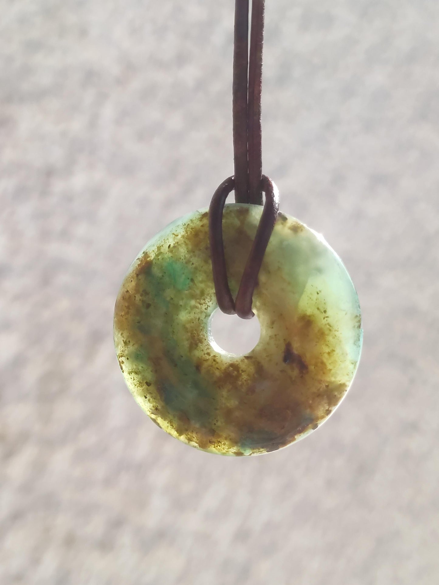Opal Andean Opal Blue ~ Gemstone Necklace HIPPIE GOA Boho Ethno Nature Donut Protection Symbol Healing Stone Matrix Collector Mineral Rarity Man Woman