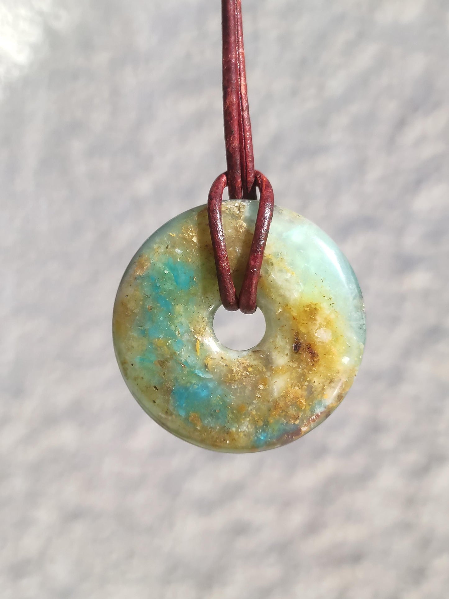 Opal Andean Opal Blue ~ Gemstone Necklace HIPPIE GOA Boho Ethno Nature Donut Protection Symbol Healing Stone Matrix Collector Mineral Rarity Man Woman