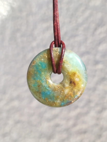 Opal Andean Opal Blue ~ Gemstone Necklace HIPPIE GOA Boho Ethno Nature Donut Protection Symbol Healing Stone Matrix Collector Mineral Rarity Man Woman