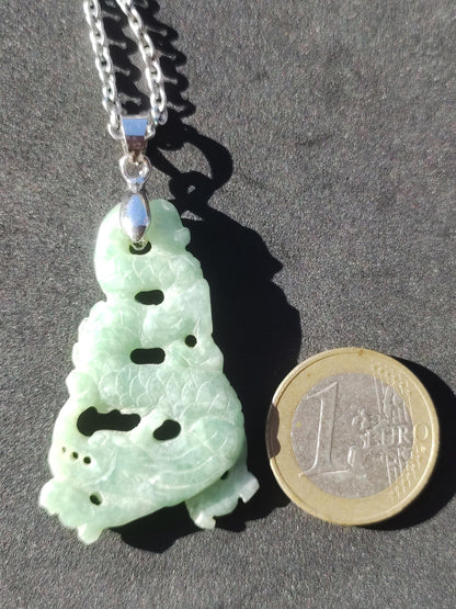 Birmanie Jade Un dragon de qualité *Rarité* Collier de pierres précieuses HIPPIE Boho Ethnique Pierre de guérison naturelle Rareté Bijoux en cristal Pendentif Nature Power Stone