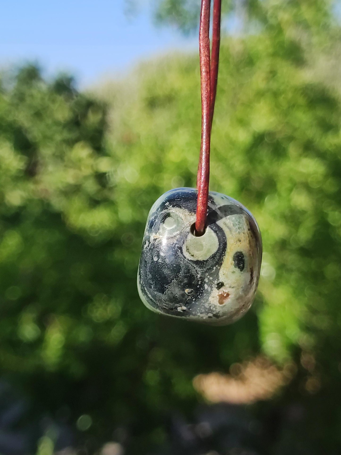 Kabamba Rhyolite / Eldarite - Gemstone Necklace Healing Stone Green He She Man Woman Gift Lucky Pendant GOA Boho Tibet Ethno Nature Unique