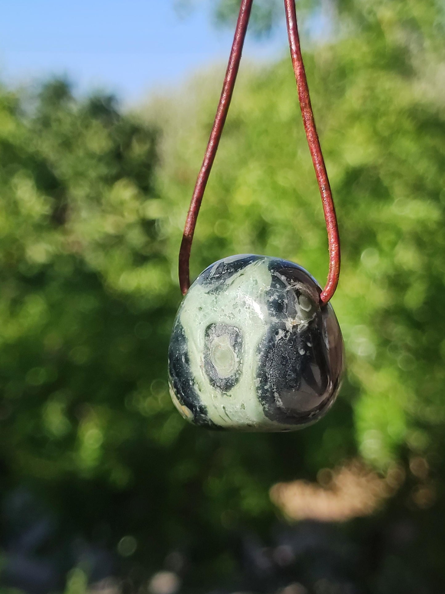 Kabamba Rhyolite / Eldarite - Gemstone Necklace Healing Stone Green He She Man Woman Gift Lucky Pendant GOA Boho Tibet Ethno Nature Unique