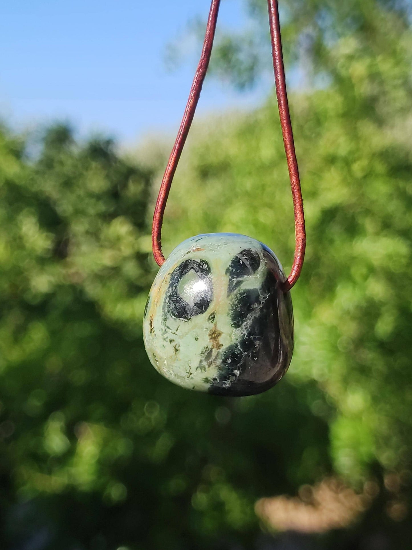 Kabamba Rhyolite / Eldarite - Gemstone Necklace Healing Stone Green He She Man Woman Gift Lucky Pendant GOA Boho Tibet Ethno Nature Unique